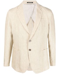 Мужской бежевый льняной пиджак от Emporio Armani