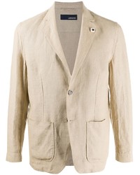 Мужской бежевый льняной пиджак от Lardini