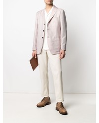 Мужской бежевый льняной пиджак от Kiton