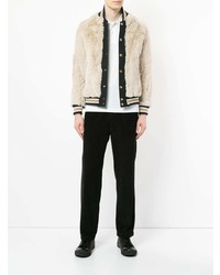 Мужской бежевый меховой бомбер от Education From Youngmachines