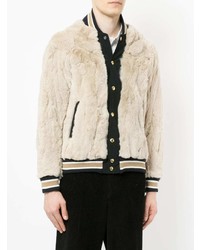 Мужской бежевый меховой бомбер от Education From Youngmachines