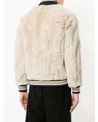 Мужской бежевый меховой бомбер от Education From Youngmachines