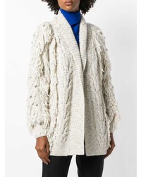 Женский бежевый открытый кардиган c бахромой от Ulla Johnson