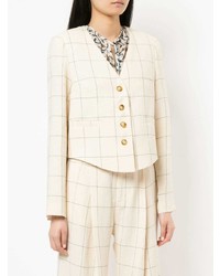 Женский бежевый пиджак в клетку от Sea