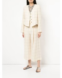 Женский бежевый пиджак в клетку от Sea