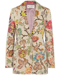 Бежевый пиджак из парчи с цветочным принтом