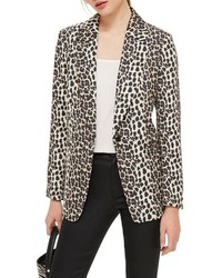 Бежевый пиджак с леопардовым принтом