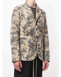 Мужской бежевый пиджак с принтом от Uma Wang