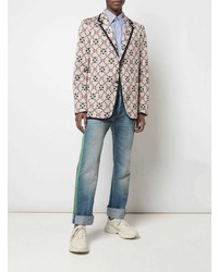 Мужской бежевый пиджак с принтом от Gucci