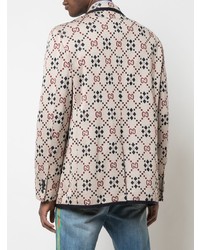 Мужской бежевый пиджак с принтом от Gucci