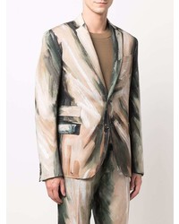 Мужской бежевый пиджак с принтом от Moschino