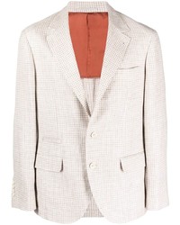 Мужской бежевый пиджак с узором "гусиные лапки" от Brunello Cucinelli