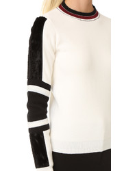 Женский бежевый пушистый свитер с круглым вырезом от Belstaff