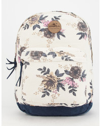 Бежевый рюкзак из плотной ткани с цветочным принтом