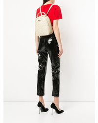 Женский бежевый рюкзак с вышивкой от Love Moschino