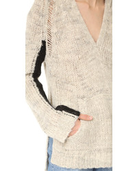 Женский бежевый свитер с v-образным вырезом от Pam & Gela