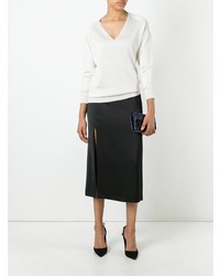 Женский бежевый свитер с v-образным вырезом от Lanvin