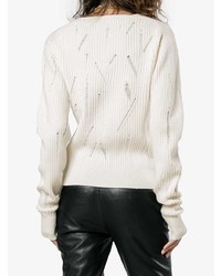 Женский бежевый свитер с v-образным вырезом от Helmut Lang