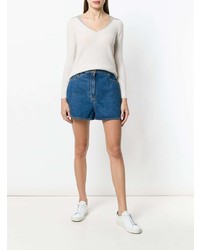 Женский бежевый свитер с v-образным вырезом от Lorena Antoniazzi