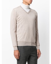 Мужской бежевый свитер с v-образным вырезом от Eleventy