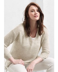 Женский бежевый свитер с v-образным вырезом от Violeta BY MANGO