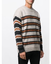 Мужской бежевый свитер с круглым вырезом в горизонтальную полоску от Isabel Marant