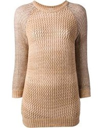 Женский бежевый свитер с круглым вырезом крючком от Pinko