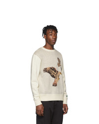 Мужской бежевый свитер с круглым вырезом с принтом от Aimé Leon Dore