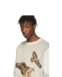 Мужской бежевый свитер с круглым вырезом с принтом от Aimé Leon Dore