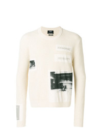 Мужской бежевый свитер с круглым вырезом с принтом от Calvin Klein 205W39nyc