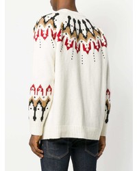 Мужской бежевый свитер с круглым вырезом с принтом от Laneus