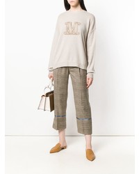 Женский бежевый свитер с круглым вырезом с принтом от Max Mara