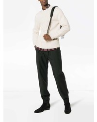 Мужской бежевый свитер с круглым вырезом с принтом от Alexander McQueen