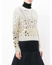 Женский бежевый свитер с круглым вырезом с украшением от Marc Jacobs