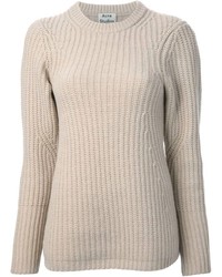 Женский бежевый свитер с круглым вырезом от Acne Studios