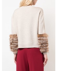 Женский бежевый свитер с круглым вырезом от Alice + Olivia