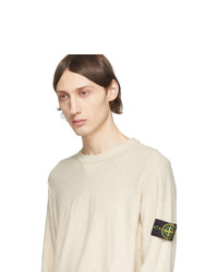 Мужской бежевый свитер с круглым вырезом от Stone Island