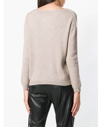 Женский бежевый свитер с круглым вырезом от Liu Jo