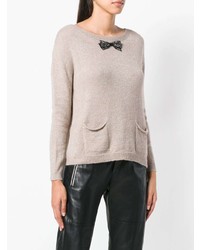 Женский бежевый свитер с круглым вырезом от Liu Jo