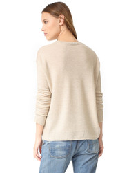 Женский бежевый свитер с круглым вырезом от Vince