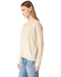 Женский бежевый свитер с круглым вырезом от Vince
