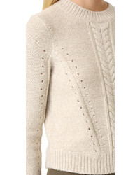 Женский бежевый свитер с круглым вырезом от Veronica Beard