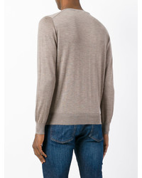 Мужской бежевый свитер с круглым вырезом от Cruciani