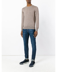 Мужской бежевый свитер с круглым вырезом от Cruciani