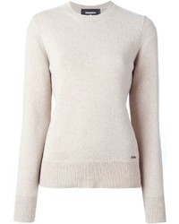 Женский бежевый свитер с круглым вырезом от Dsquared2