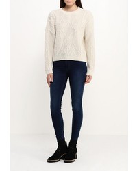 Женский бежевый свитер с круглым вырезом от Edge Clothing