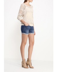 Женский бежевый свитер с круглым вырезом от Guess Jeans