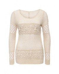 Женский бежевый свитер с круглым вырезом от Guess Jeans