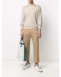 Мужской бежевый свитер с круглым вырезом от Eleventy