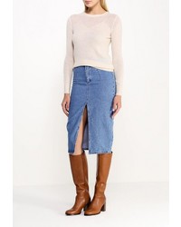 Женский бежевый свитер с круглым вырезом от LOST INK